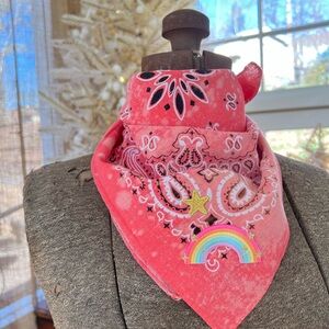 Handmade Reserve Dyed Bandana with Embroidered Patches